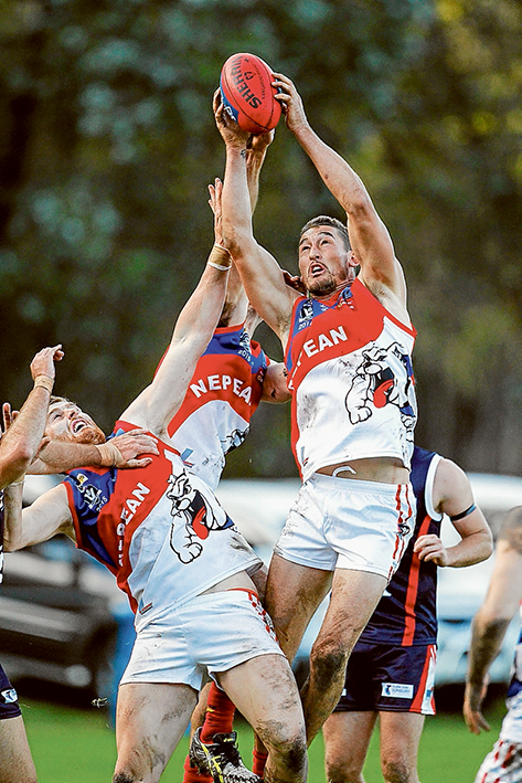 Close encounter: Nepean Football League went down to Riddell Football League by just three points.  Pictures: Scott Memery
