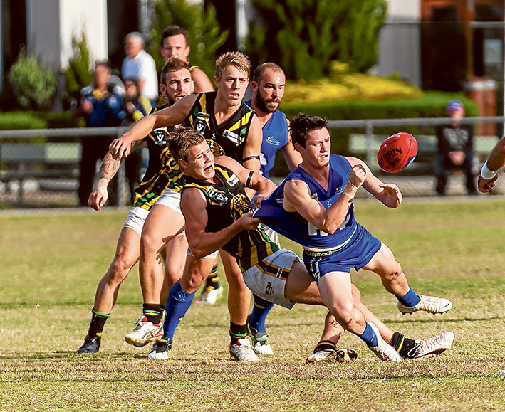 Desperation: Hastings beat Dromana by 25 points. Picture: Andrew Hurst