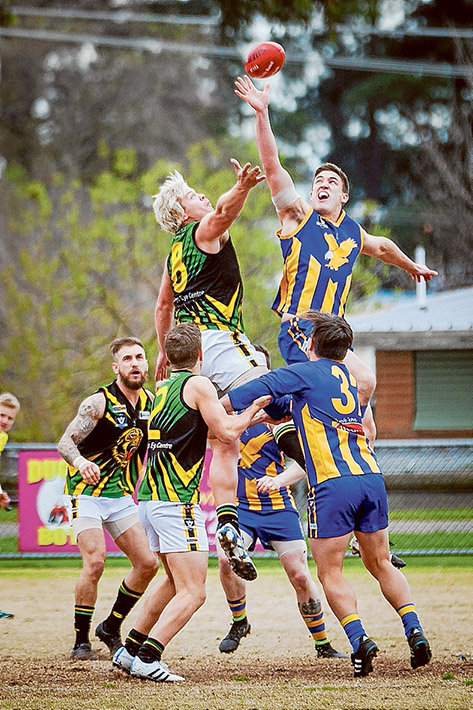 Battles of midway: Somerville got up over Dromana, above, and Hastings dominated Crib Point, left, in the weekend’s Nepean League action. Pictures: Andrew Hurst