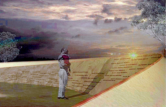 Linking generations: Concept art for a new war memorial to be built at Beauty Park early next year. 