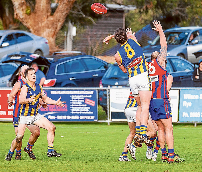 Up and at them: Somerville defeated Rye, above, while Hastings was all over Crib Point to ease to a 115-49 victory. Pictures: Andrew Hurst