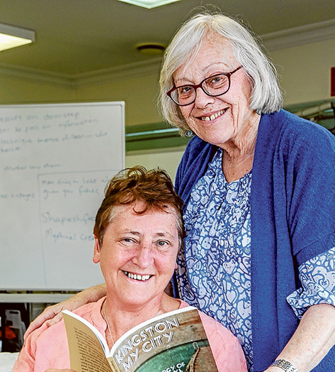 Turn over a new page: Mordialloc Writers’ Group founder Mairi Neil, left, and Barbara Davies prove the writing journey to publication can begin with writing classes. Picture: Gary Sissons
