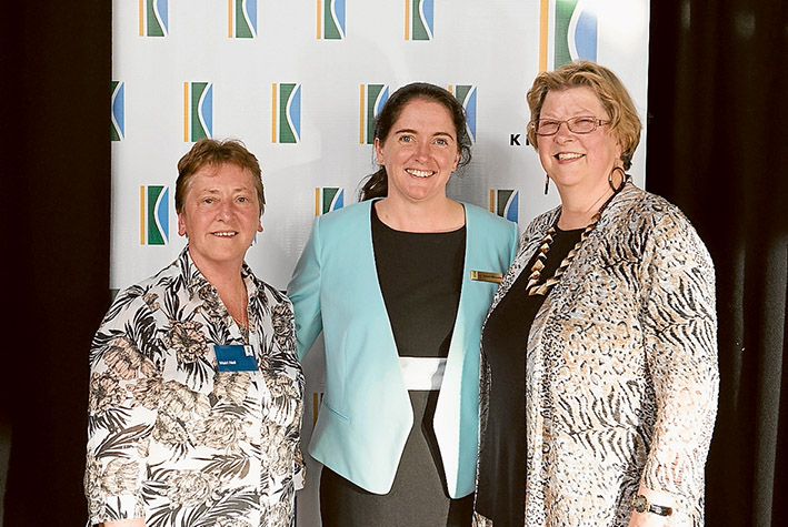 Citizen of the Year: Mairi Neil, left, Mayor Tamsin Bearsley and nominator Lisa Hill at the Australia Day Breakfast at City Hall.