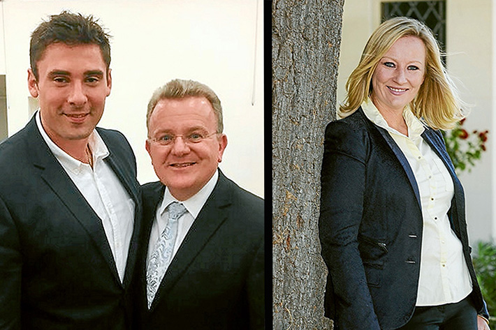 Political ambitions: Kingston councillor Paul Peulich, above left, with Liberal Dunkley MP Bruce Billson and Donna Bauer, right, may face off to become the Liberal Party candidate for Dunkley.
