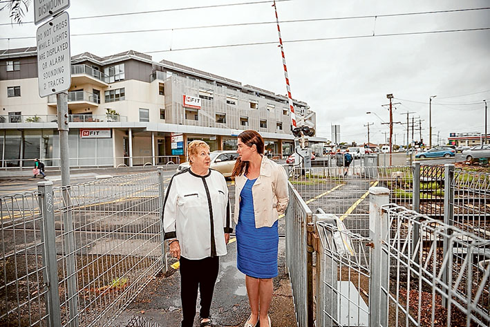 At a crossroads: Friends of Mentone Station chairwoman Dorothy Booth, left, discusses concerns about Mentone level crossing removal plans with Kingston mayor Cr Tamsin Bearsley. Picture: Yanni