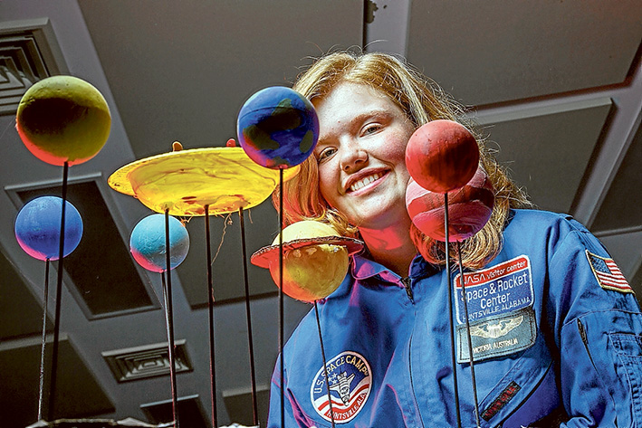 Space race: Emily Pleece hopes the planets will align so she can take a trip to Space Camp in the US in September. Picture: Gary Sissons