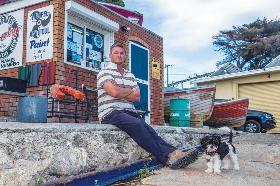 Legacy defender: Leon Pompei with his dog Scruffy at Pompei’s Landing at Mordialloc Creek. Picture: Gary Sissons