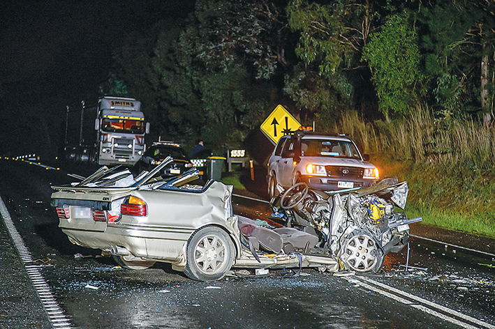 A man was airlifted to hospital in a critical condition after a two-car crash on the Western Port Highway, Langwarrin.