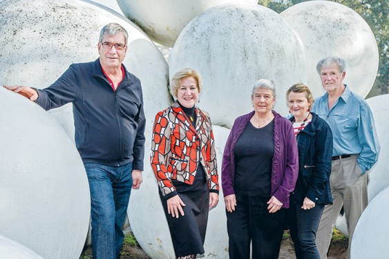 The Frankston Community Coalition’s (from left) Peter Patterson, Christine Richards, Jenny Hattingh, Trudy Poole and Trevor Knock have a plan to sculpt Frankston station’s surrounds. Sixth member Ken Rowe not pictured. Picture: Gary Sissons
