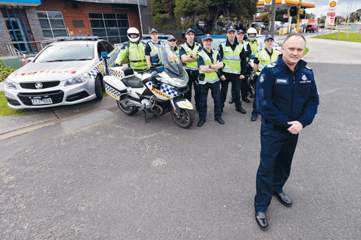 Streets ahead: Senior Sergeant John Cormack heads the Moorabbin highway patrol unit, which is successfully reducing incidents of road trauma. Picture: Yanni 