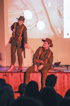 Actors perform wartime scenes for the roadshow audience. Picture: Gary Sissons