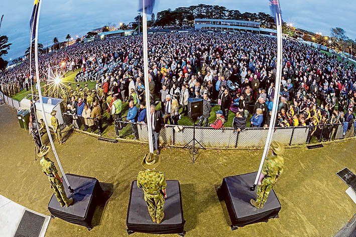 Anzac Dawn Service Frankston 2015. Photo: Crowd shots from the Grandstand. I had to use a fisheye lens to get most of the people in.