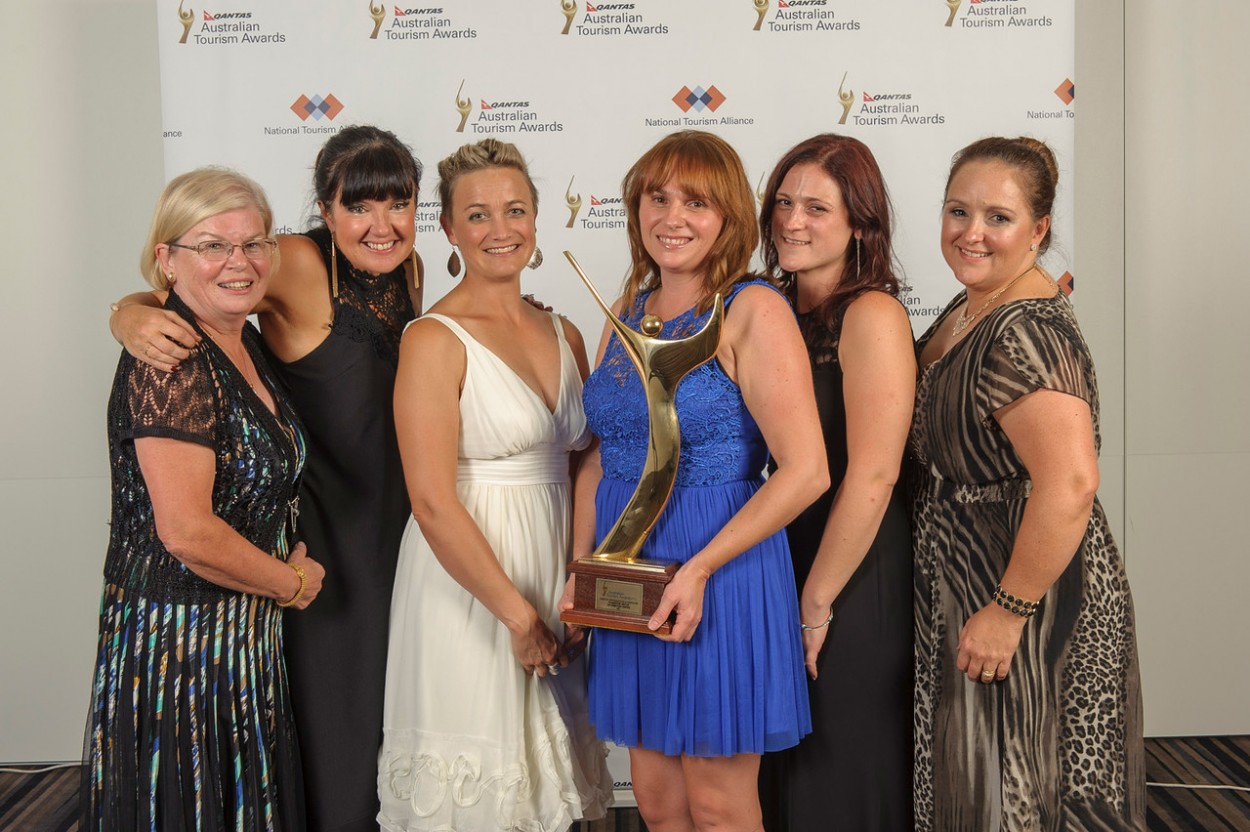 Award winning smiles: It was smiles all round when Frankston Visitor Information centre was inducted into the national tourism hall of fame, from left, Marilyn Ambrose, Natalie Nash, Sam Jackson, Sandra Mayer, Amy Parsons and Melanie Grinter.
