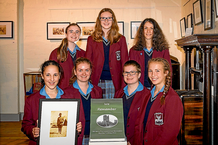 Mentone Museum - Mentone Girls Secondary College. L-R Rear Sarah, Charlotte and Anita. L-R Front Shannon Chloe, Margaret and Abby with a photo believed to be Carl Wilhelm Janssen.