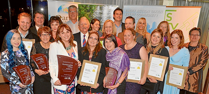 The gang’s all here: Frankston councillors and officers were a happy lot after taking top honours as the Sustainable City of the Year awards. The council received 10 nominations, across several departments and initiatives.