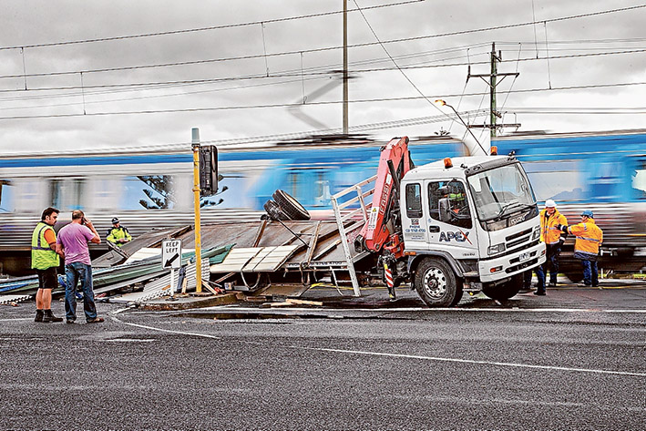 Crossing crash: A truck came off second best in a collision with a train at Bonbeach in 2013. Picture: Gary Sissons