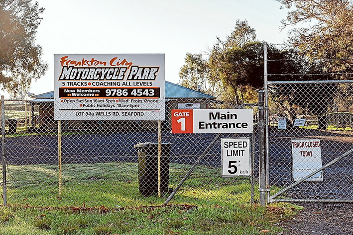 Tracks to reopen: The Frankston Motorcycle Park will be open again after the facility was shut in April following a fatal collision on the main track. Picture: Gary Sissons