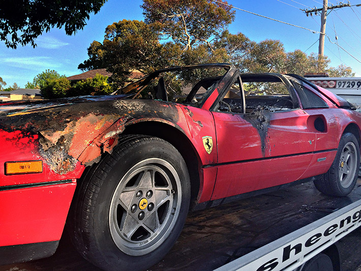2nd Ferrari found in Jolly Street Frankston, valued at over $100,000. Photo courtesy Channel Nine.