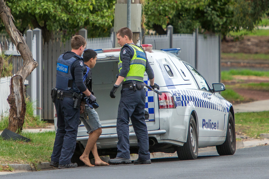 Arrest Drugs Skye Rd Frankston. A drug raid in Skye Rd near Whistle Stop Park Frankston. Photo: Police arrest a person on Skye Rd Frankston. Between Dalpura Circuit and Onkara St but on the Southern side of Skye Rd.
