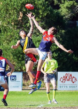 Seeing Redlegs: Mt Eliza got the points against Seaford, running out 33 point winners. Picture: Andrew Hurst