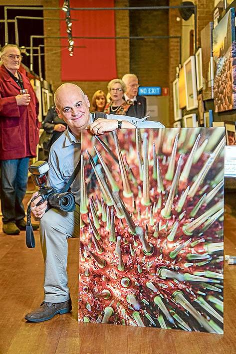 Chelsea Art Show Winners. Two fo the winning artista at Chelsea Art Show. Photo: Winner of the Photographic Section was JJ Baptista. Contact 0477 822 746. His winning Photo an underwater shot called "Sea Urchin".