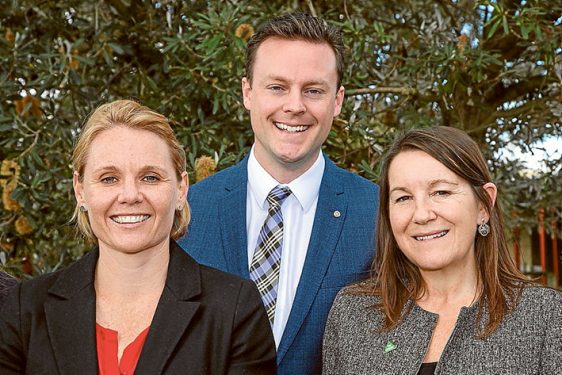 Political players: Labor’s Peta Murphy, left, the Liberals’ Chris Crewther and the Greens’ Jeanette Swain lead the field of 11 contesting the seat of Dunkley at this year’s federal election. Picture: Gary Sissons