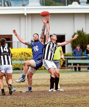 Blues throw Pies: The end of the season can’t come quickly enough for Crib Point after once again racking up a loss, this time by 102 points at the hands of Hastings. Picture: Andrew Hurst