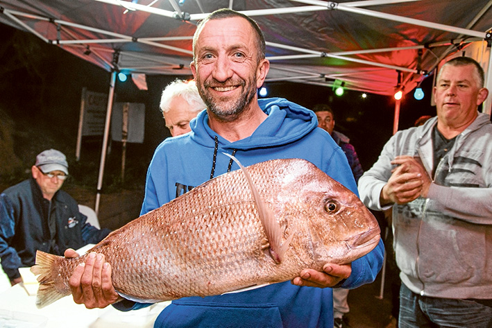 Tea Tree Festival Fishing - Patterson River. Photo: Richard Janson from Carrum Downs with a nice fish. The tail gets clipped after it has been weighed so it can't be weighed twice.