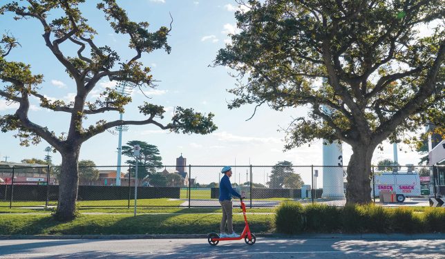 AN e-scooter being driven near Frankston Park.