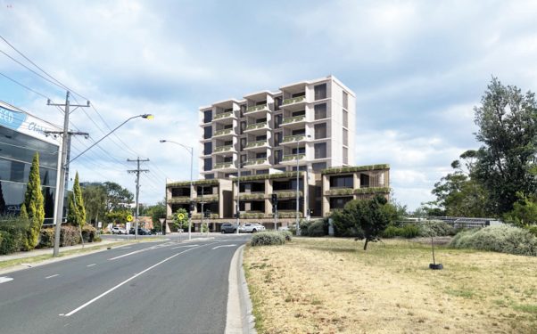 AN eight-storey building proposed for the Mialls Gun Shop site in Frankston. Picture: Supplied