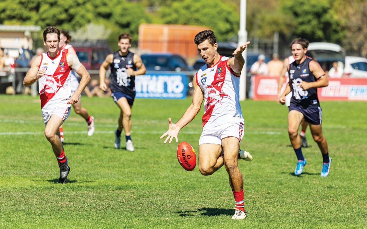 Shark attack: Sorrento were too good for Rosebud, running away with a 49-point win. Picture: Alan Dillon