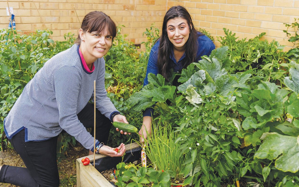 CHARMAINE White and Catherine Gayed from The Lighthouse Foundation at their Frankston community garden. Picture: Supplied