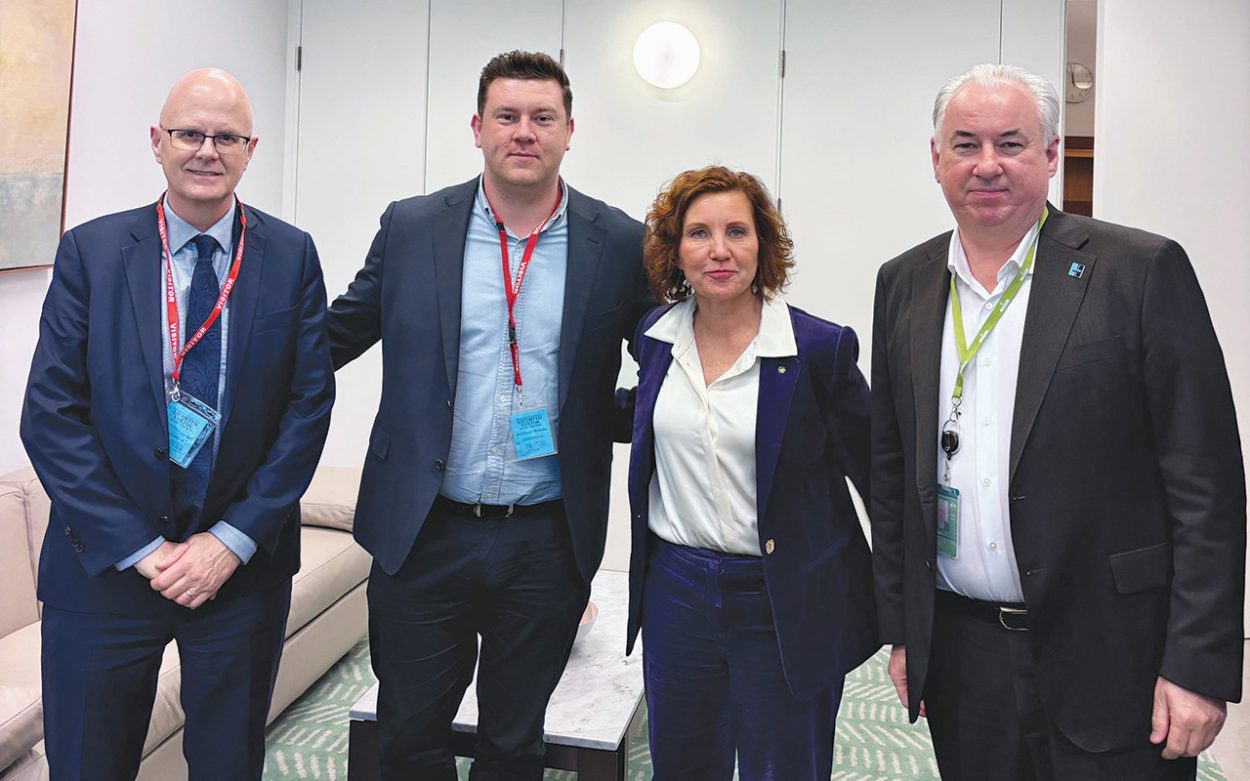 AUSTRALIA Post CEO Paul Graham meets with Dunkley MP Jodie Belyea, Frankston mayor Nathan Conroy, and Frankston Council CEO Phil Cantillon (R to L). Picture: Supplied