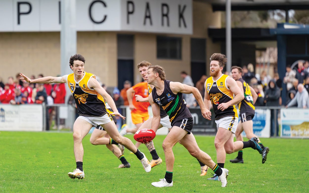 Running away with it: Dromana put Frankston YCW to the sword and booked their place in the 2024 division one Grand Final. Picture: Craig Barrett.