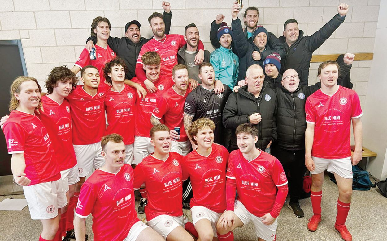 Title triumph: Rosebud’s dressing room was in full celebration mode after clinching the league championship on Saturday with a 4-1 win over Pakenham United. Picture: Supplied