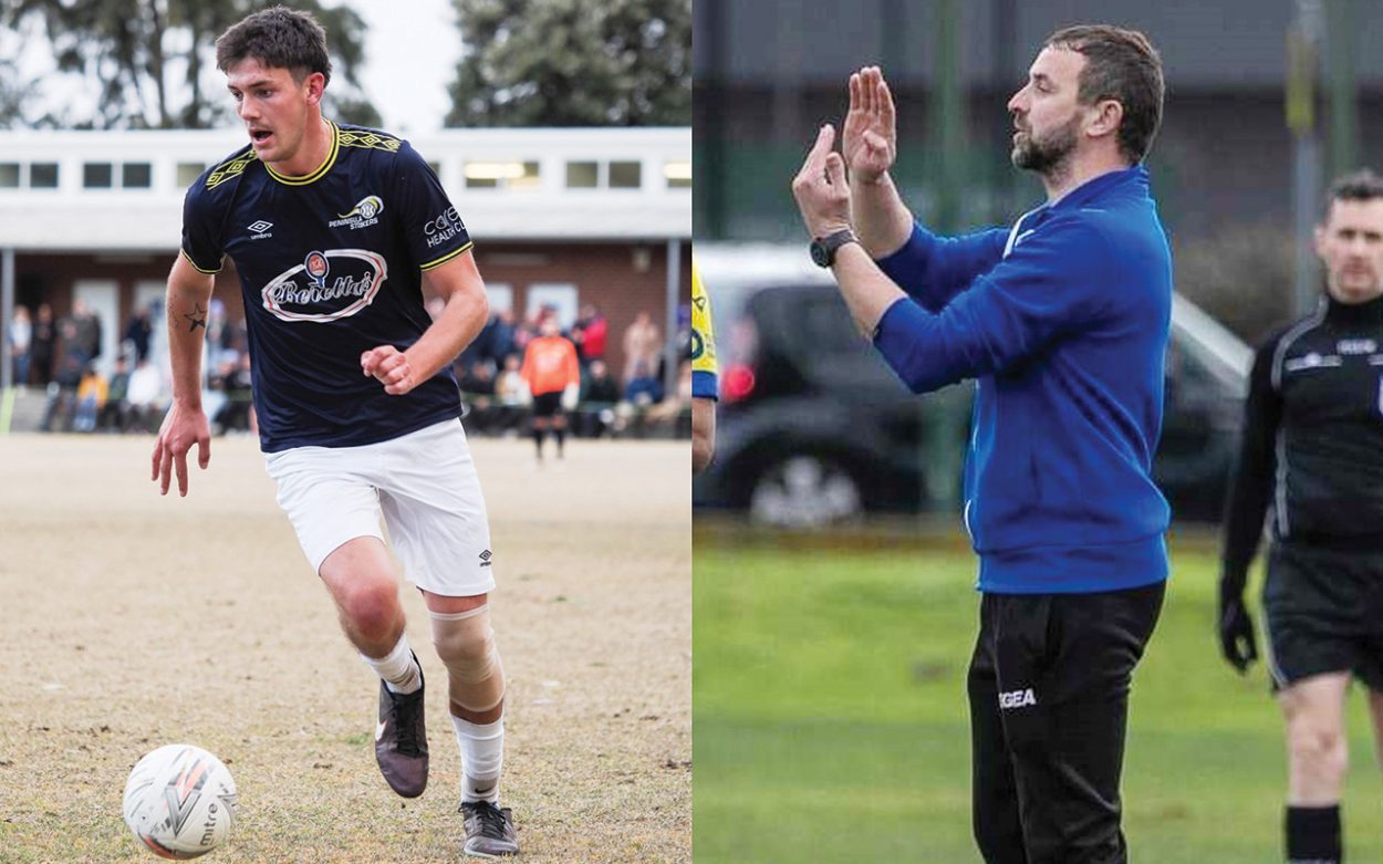 One goes, one stays: Striker Tommy Wood (left) is set to return to Mornington while Skye United head coach Phil McGuinness is staying put. Pictures: Paul Seeley and Gemma Sliz