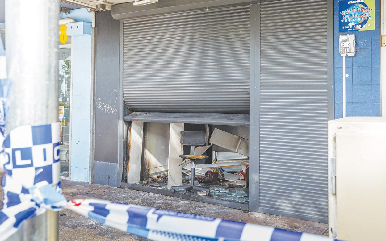 THE aftermath of a suspicious fire at a Frankston tobacco shop. Picture: Gary Sissons