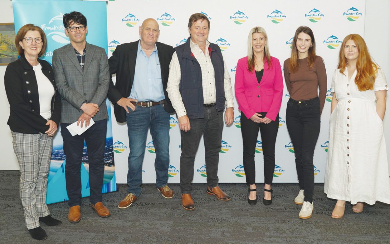 NEWLY elected Frankston councillors Sue Baker, Kris Bolam, David Asker, Brad Hill, Cherie Wanat, Emily Green, and Steffie Conroy (pictured L to R). Picture: Supplied